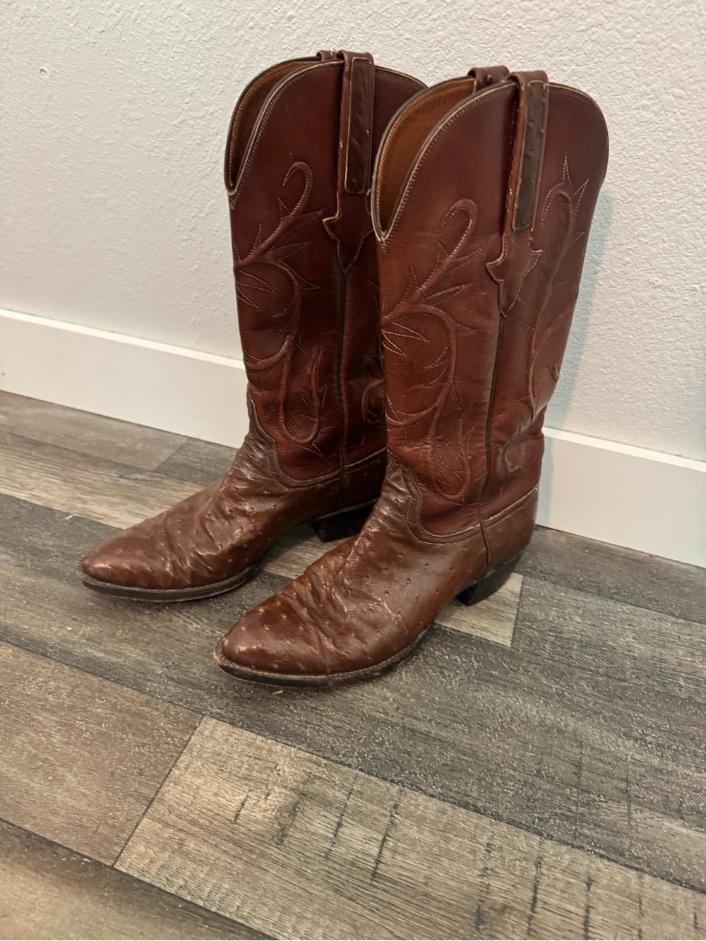 Lucchese Ostrich Leather Western Cowgirl Boots
